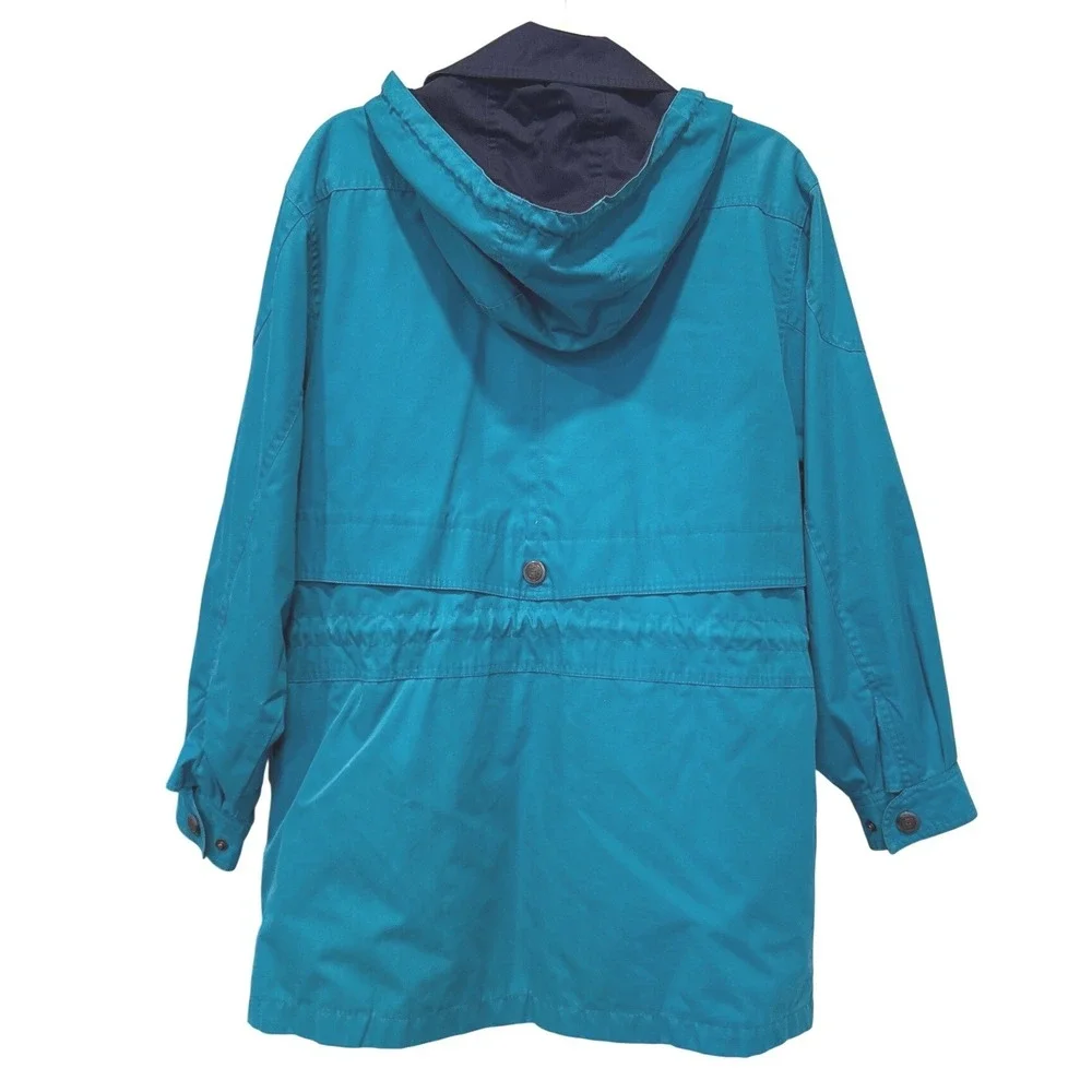 Vintage 90s Pacific Trail Women's Trench Jacket Coat Teal‎ Size M Fleece Lined